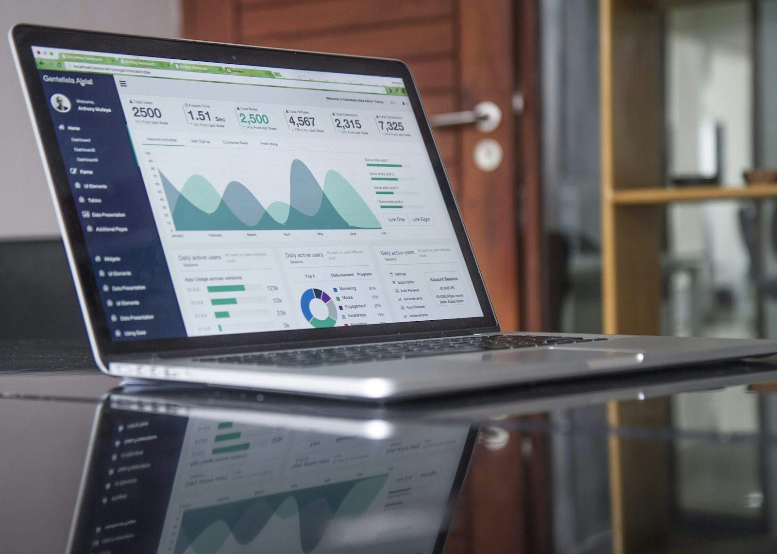 A business website open on a laptop